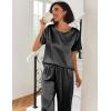 Ekouaer Womens Silk Pajamas Set Print Satin PJs Set Two Piece Pj Sets Sleepwear Loungewear Short Sleeve Lounge Set(Black)