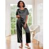 Ekouaer Womens Silk Pajamas Set Print Satin PJs Set Two Piece Pj Sets Sleepwear Loungewear Short Sleeve Lounge Set(Black)