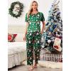 Ekouaer Womens Silk Pajamas Set Print Satin PJs Set Two Piece Pj Sets Sleepwear Loungewear Short Sleeve Lounge Set(Green Christmas)