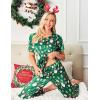 Ekouaer Womens Silk Pajamas Set Print Satin PJs Set Two Piece Pj Sets Sleepwear Loungewear Short Sleeve Lounge Set(Green Christmas)