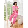 Ekouaer Womens Silk Pajamas Set Print Satin PJs Set Two Piece Pj Sets Sleepwear Loungewear Short Sleeve Lounge Set(Hot Pink Leopard)