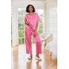 Ekouaer Womens Silk Pajamas Set Print Satin PJs Set Two Piece Pj Sets Sleepwear Loungewear Short Sleeve Lounge Set(Hot Pink Leopard)