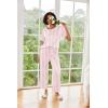 Ekouaer Womens Silk Pajamas Set Print Satin PJs Set Two Piece Pj Sets Sleepwear Loungewear Short Sleeve Lounge Set(Pink Stripe-wide Stripes)