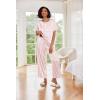 Ekouaer Womens Silk Pajamas Set Print Satin PJs Set Two Piece Pj Sets Sleepwear Loungewear Short Sleeve Lounge Set(Pink Stripe-wide Stripes)