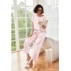 Ekouaer Womens Silk Pajamas Set Print Satin PJs Set Two Piece Pj Sets Sleepwear Loungewear Short Sleeve Lounge Set(Pink Stripe-wide Stripes)