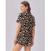 Ekouaer Womens Silk Satin Pajama Set Print Short Sleeve Sleepwear Button Down Pjs Shorts Set Loungewear(A-brown Leopard 2)