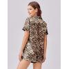 Ekouaer Womens Silk Satin Pajama Set Print Short Sleeve Sleepwear Button Down Pjs Shorts Set Loungewear(A-brown Leopard)