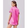 Ekouaer Womens Silk Satin Pajama Set Print Short Sleeve Sleepwear Button Down Pjs Shorts Set Loungewear(A-rose Red Leopard)
