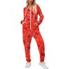 Ekouaer Christmas Onesies for Women Zipper Hooded Onesie Pajamas Adult Soft One Piece Pajama with Pockets(Symbol)