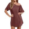 Ekouaer 3 Pack Women’s T-shirt Nightgown Waffle Knit Short Sleeve Sleepshirts Casual Cover Ups S-XXXL(Set 4)
