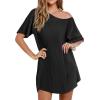 Ekouaer 3 Pack Women’s T-shirt Nightgown Waffle Knit Short Sleeve Sleepshirts Casual Cover Ups S-XXXL(Set 5)