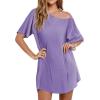 Ekouaer 3 Pack Women’s T-shirt Nightgown Waffle Knit Short Sleeve Sleepshirts Casual Cover Ups S-XXXL(Set 7)
