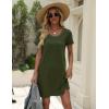 Ekouaer Cotton Nightgowns for Women Soft Sleep Shirt with Pocket Short Sleeve Crewneck Nightshirts S-XXL(Army Green)
