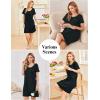 Ekouaer Cotton Nightgowns for Women Soft Sleep Shirt with Pocket Short Sleeve Crewneck Nightshirts S-XXL(Black)