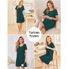 Ekouaer Cotton Nightgowns for Women Soft Sleep Shirt with Pocket Short Sleeve Crewneck Nightshirts S-XXL(Blue Green)