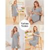 Ekouaer Cotton Nightgowns for Women Soft Sleep Shirt with Pocket Short Sleeve Crewneck Nightshirts S-XXL(Light Grey)