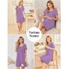 Ekouaer Cotton Nightgowns for Women Soft Sleep Shirt with Pocket Short Sleeve Crewneck Nightshirts S-XXL(Lilac)
