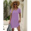 Ekouaer Cotton Nightgowns for Women Soft Sleep Shirt with Pocket Short Sleeve Crewneck Nightshirts S-XXL(Lilac)
