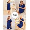 Ekouaer Cotton Nightgowns for Women Soft Sleep Shirt with Pocket Short Sleeve Crewneck Nightshirts S-XXL(Navy Blue)