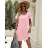 Ekouaer Cotton Nightgowns for Women Soft Sleep Shirt with Pocket Short Sleeve Crewneck Nightshirts S-XXL(Pink)