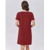 Ekouaer Cotton Nightgowns for Women Soft Sleep Shirt with Pocket Short Sleeve Crewneck Nightshirts S-XXL(Wine Red)