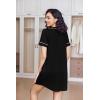Ekouaer Nightgowns for Women 2 Pack Button Down Sleep Shirts Short Sleeve Night Shirts V Neck Sleepwear Soft Pajama Dress(Black/Constellation)