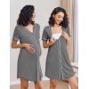 Ekouaer Nightgowns for Women 2 Pack Button Down Sleep Shirts Short Sleeve Night Shirts V Neck Sleepwear Soft Pajama Dress(Black/Grey)