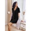 Ekouaer Nightgowns for Women 2 Pack Button Down Sleep Shirts Short Sleeve Night Shirts V Neck Sleepwear Soft Pajama Dress(Black/Grey)