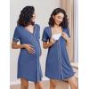 Ekouaer Nightgowns for Women 2 Pack Button Down Sleep Shirts Short Sleeve Night Shirts V Neck Sleepwear Soft Pajama Dress(Black/Navy)