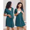 Ekouaer Nightgowns for Women 2 Pack Button Down Sleep Shirts Short Sleeve Night Shirts V Neck Sleepwear Soft Pajama Dress(Black/Peacock Blue)