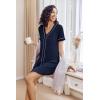 Ekouaer Nightgowns for Women 2 Pack Button Down Sleep Shirts Short Sleeve Night Shirts V Neck Sleepwear Soft Pajama Dress(Navy Blue/Moon)