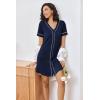 Ekouaer Nightgowns for Women 2 Pack Button Down Sleep Shirts Short Sleeve Night Shirts V Neck Sleepwear Soft Pajama Dress(Navy Blue/Wine Red)