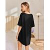 Ekouaer Nightgowns for Women 3 Pack Sleepshirt Short Sleeve Nightshirt V Neck Sleepdress Oversized Sleepwear(Black+peacock Blue+brown)