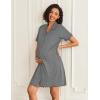 Ekouaer Nightgowns for Women Button Down Night Gowns Short Sleeve Sleep Shirts V Neck Night Shirts Soft Sleepwear(Grey)