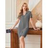 Ekouaer Nightgowns for Women Button Down Night Gowns Short Sleeve Sleep Shirts V Neck Night Shirts Soft Sleepwear(Grey)