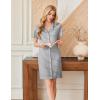 Ekouaer Nightgowns for Women Button Down Night Gowns Short Sleeve Sleep Shirts V Neck Night Shirts Soft Sleepwear(Grey Stripe)