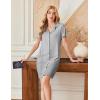 Ekouaer Nightgowns for Women Button Down Night Gowns Short Sleeve Sleep Shirts V Neck Night Shirts Soft Sleepwear(Grey Stripe)