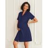Ekouaer Nightgowns for Women Button Down Night Gowns Short Sleeve Sleep Shirts V Neck Night Shirts Soft Sleepwear(Navy Blue)