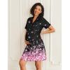 Ekouaer Nightgowns for Women Button Down Night Gowns Short Sleeve Sleep Shirts V Neck Night Shirts Soft Sleepwear(Pink Blossoms)