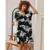 Ekouaer Nightgowns for Women Button Down Pajamas Tops Short Sleeve Sleepwear V-Neck Sleepwear S-3XL(Black Flower)
