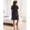 Ekouaer Nightgowns for Women Button Down Pajamas Tops Short Sleeve Sleepwear V-Neck Sleepwear S-3XL(Black Star)