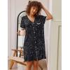 Ekouaer Nightgowns for Women Button Down Pajamas Tops Short Sleeve Sleepwear V-Neck Sleepwear S-3XL(Black Star)