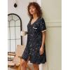 Ekouaer Nightgowns for Women Button Down Pajamas Tops Short Sleeve Sleepwear V-Neck Sleepwear S-3XL(Black Star)