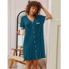 Ekouaer Nightgowns for Women Button Down Pajamas Tops Short Sleeve Sleepwear V-Neck Sleepwear S-3XL(Blue & Green)