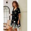 Ekouaer Nightgowns for Women Button Down Pajamas Tops Short Sleeve Sleepwear V-Neck Sleepwear S-3XL(Butterfly)