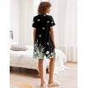 Ekouaer Nightgowns for Women Button Down Pajamas Tops Short Sleeve Sleepwear V-Neck Sleepwear S-3XL(Butterfly)