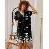 Ekouaer Nightgowns for Women Button Down Pajamas Tops Short Sleeve Sleepwear V-Neck Sleepwear S-3XL(Butterfly)