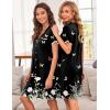 Ekouaer Nightgowns for Women Button Down Pajamas Tops Short Sleeve Sleepwear V-Neck Sleepwear S-3XL(Butterfly)