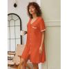 Ekouaer Nightgowns for Women Button Down Pajamas Tops Short Sleeve Sleepwear V-Neck Sleepwear S-3XL(Caramel)