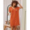 Ekouaer Nightgowns for Women Button Down Pajamas Tops Short Sleeve Sleepwear V-Neck Sleepwear S-3XL(Caramel)